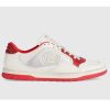 Replica Gucci Unisex GG MAC80 Sneaker Off White Red Leather Round Toe Rubber Flat