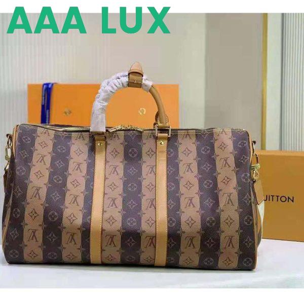 Replica Louis Vuitton LV Unisex Keepall Bandoulière 50 Travel Bag Brown Canvas 4