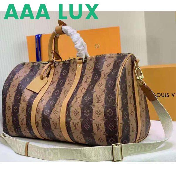 Replica Louis Vuitton LV Unisex Keepall Bandoulière 50 Travel Bag Brown Canvas 5