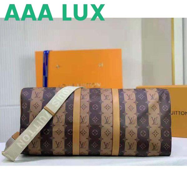 Replica Louis Vuitton LV Unisex Keepall Bandoulière 50 Travel Bag Brown Canvas 7