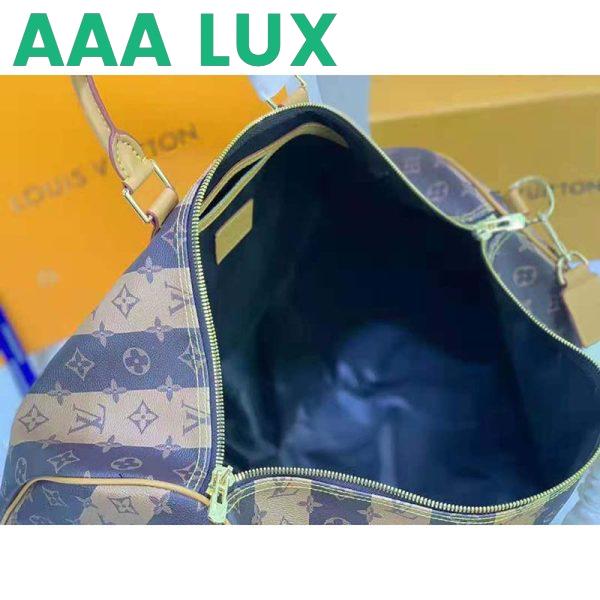 Replica Louis Vuitton LV Unisex Keepall Bandoulière 50 Travel Bag Brown Canvas 8