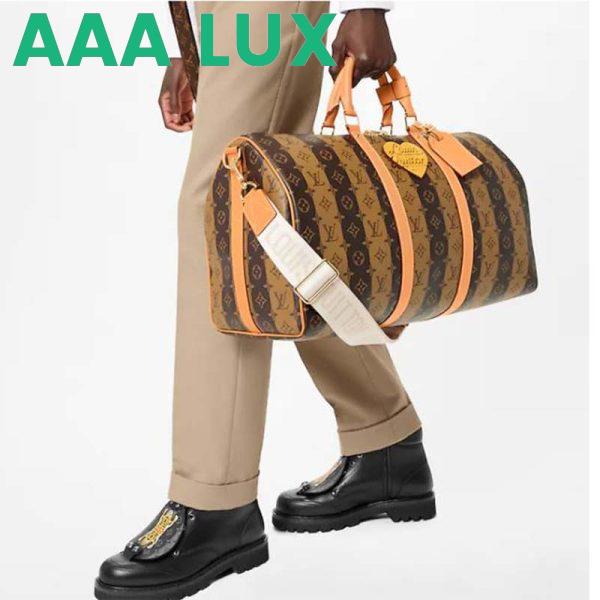Replica Louis Vuitton LV Unisex Keepall Bandoulière 50 Travel Bag Brown Canvas 12