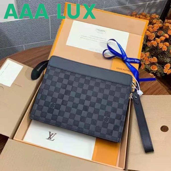 Replica Louis Vuitton LV Unisex Discovery Pochette Clutch Damier Infini Cowhide Leather 4