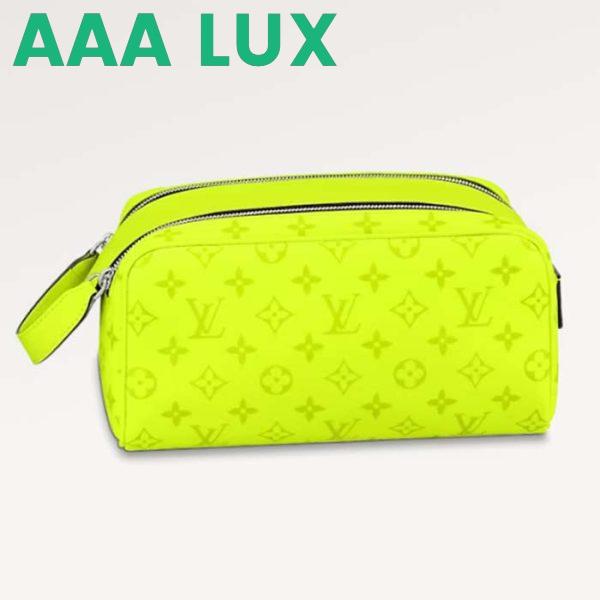 Replica Louis Vuitton LV Unisex Dopp Kit Neon Yellow Monogram Coated Canvas Taiga Cowhide Leather