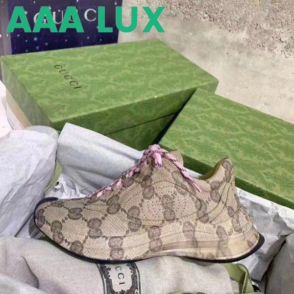 Replica Gucci Unisex GG Run Sneaker Beige Ebony Leather GG Water Transfer Print 5