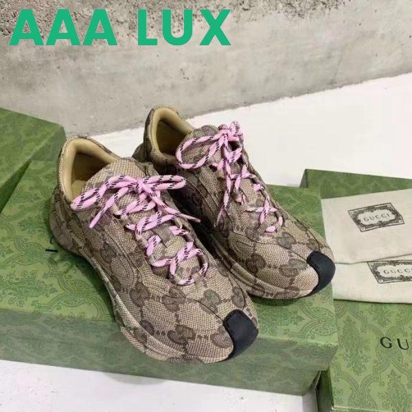 Replica Gucci Unisex GG Run Sneaker Beige Ebony Leather GG Water Transfer Print 6