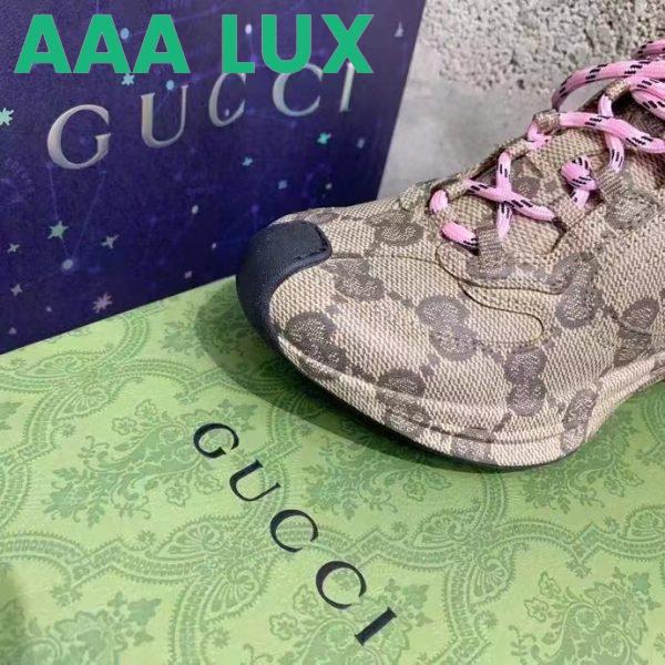 Replica Gucci Unisex GG Run Sneaker Beige Ebony Leather GG Water Transfer Print 10