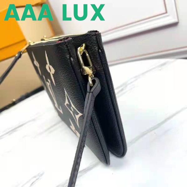 Replica Louis Vuitton LV Unisex Double Zip Pochette Black Beige Embossed Supple Grained Cowhide Leather 6