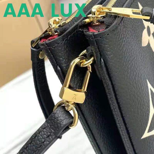 Replica Louis Vuitton LV Unisex Double Zip Pochette Black Beige Embossed Supple Grained Cowhide Leather 10