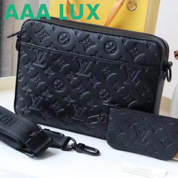 Replica Louis Vuitton LV Unisex Duo Messenger Black Monogram Shadow Calf Leather 3