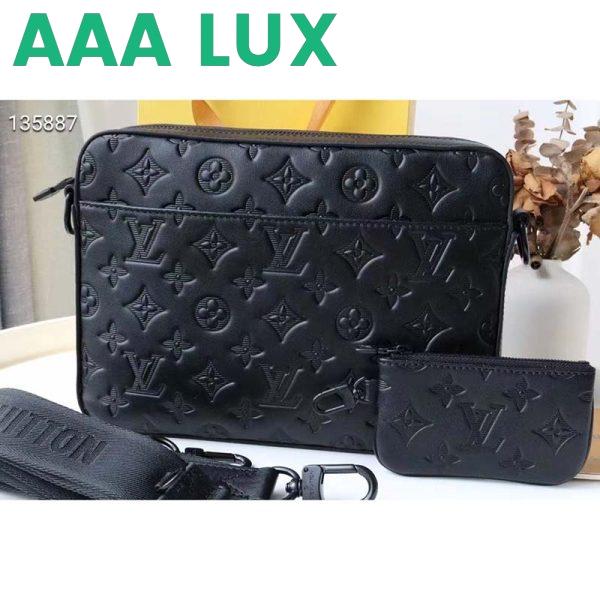 Replica Louis Vuitton LV Unisex Duo Messenger Black Monogram Shadow Calf Leather 4