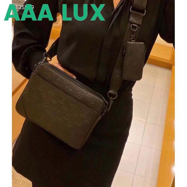 Replica Louis Vuitton LV Unisex Duo Messenger Black Monogram Shadow Calf Leather 12