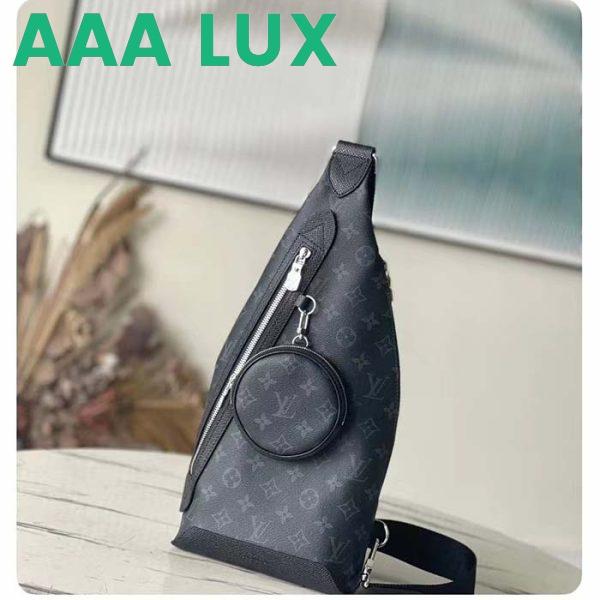 Replica Louis Vuitton LV Unisex Duo Sling Bag Black Monogram Coated Canvas Taiga Cowhide Leather 3