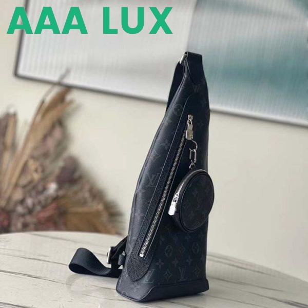 Replica Louis Vuitton LV Unisex Duo Sling Bag Black Monogram Coated Canvas Taiga Cowhide Leather 4