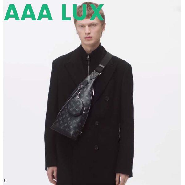 Replica Louis Vuitton LV Unisex Duo Sling Bag Black Monogram Coated Canvas Taiga Cowhide Leather 13