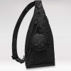 Replica Louis Vuitton LV Unisex Duo Sling Bag Black Monogram Coated Canvas Taiga Cowhide Leather 15