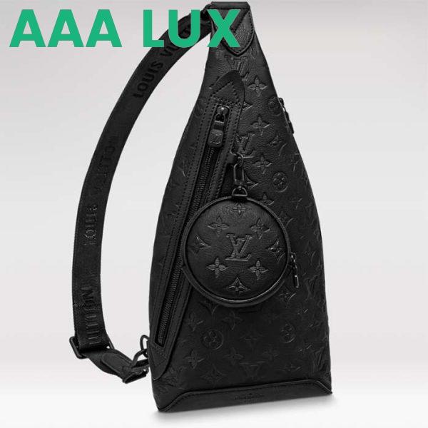 Replica Louis Vuitton LV Unisex Duo Slingbag Black Calf Leather Removable Zipped Pouch