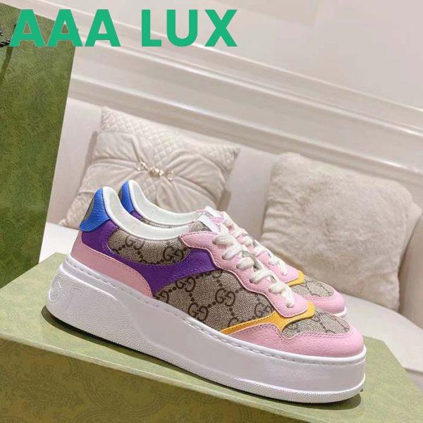 Replica Gucci Unisex GG Sneaker Beige Ebony GG Supreme Canvas Mid Heel 5.6 Cm Heel 3