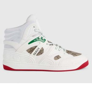 Replica Gucci Unisex Gucci Basket Sneaker White Beige Ebony GG Supreme Canvas Low Heel 2