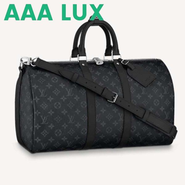 Replica Louis Vuitton LV Unisex Keepall Bandoulière 45 Travel Bag Grey Coated Canvas Cowhide 2