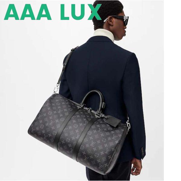 Replica Louis Vuitton LV Unisex Keepall Bandoulière 45 Travel Bag Grey Coated Canvas Cowhide 14
