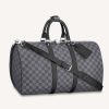 Replica Louis Vuitton LV Unisex Keepall Bandoulière 45 Travel Bag Grey Coated Canvas Cowhide 15