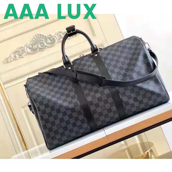 Replica Louis Vuitton LV Unisex Keepall Bandoulière 45 Travel Bag Grey Damier Graphite Canvas 5