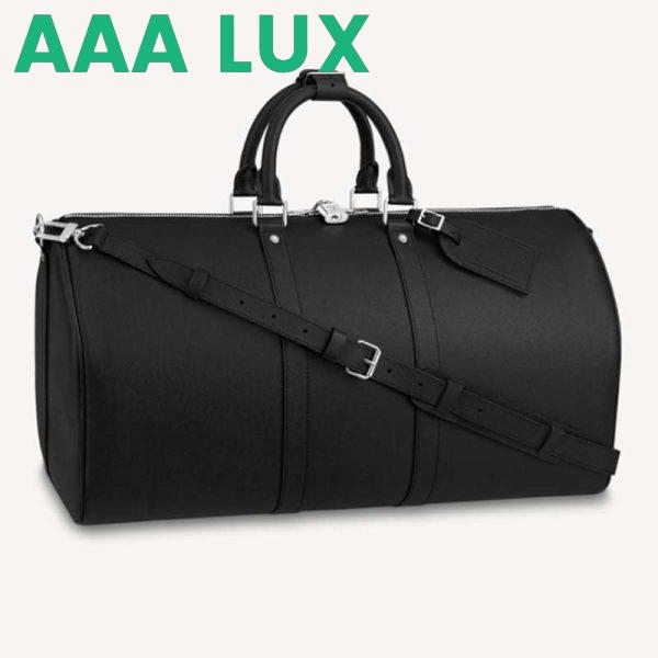 Replica Louis Vuitton LV Unisex Keepall Bandoulière 50 Bag Black Ultra-Soft Taiga Leather