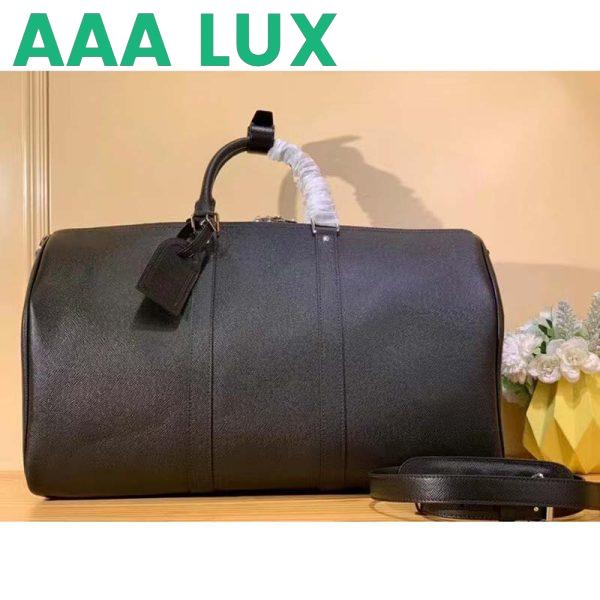Replica Louis Vuitton LV Unisex Keepall Bandoulière 50 Bag Black Ultra-Soft Taiga Leather 3