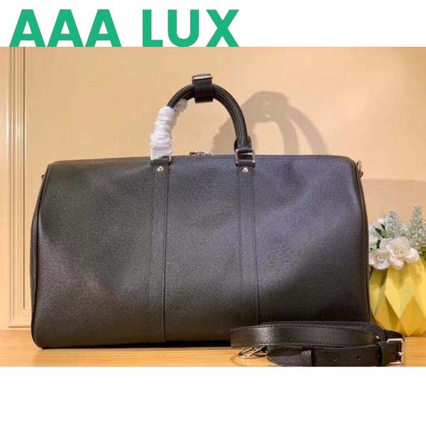 Replica Louis Vuitton LV Unisex Keepall Bandoulière 50 Bag Black Ultra-Soft Taiga Leather 4