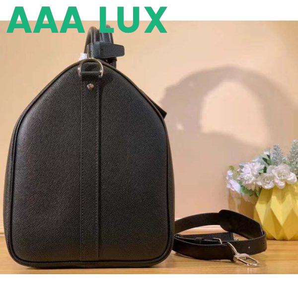 Replica Louis Vuitton LV Unisex Keepall Bandoulière 50 Bag Black Ultra-Soft Taiga Leather 5