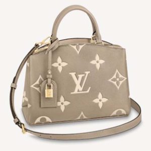 Replica Louis Vuitton LV Unisex Petit Palais Handbag Tourterelle Crème Embossed Grained Cowhide Leather 2