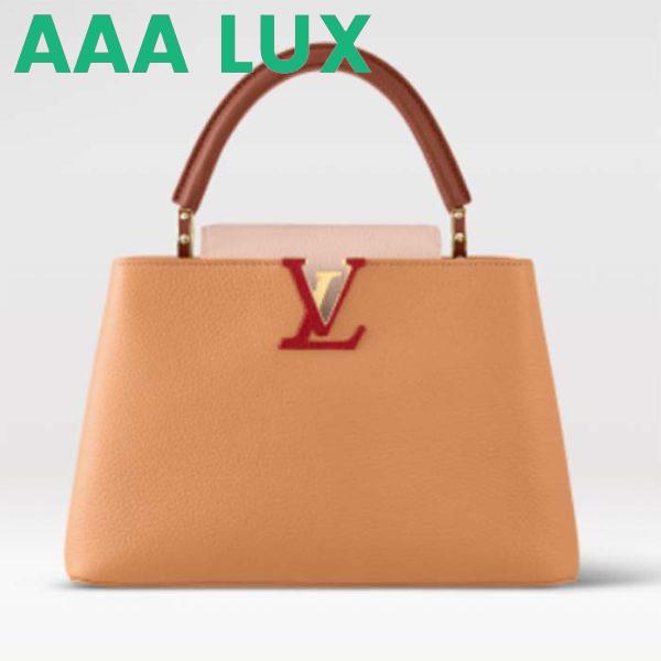 Replica Louis Vuitton LV Women Capucines MM Handbag Beige Brown Taurillon Leather