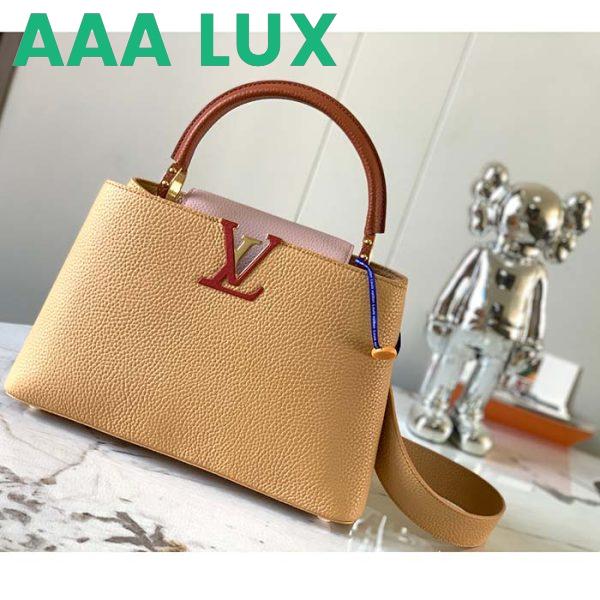 Replica Louis Vuitton LV Women Capucines MM Handbag Beige Brown Taurillon Leather 3