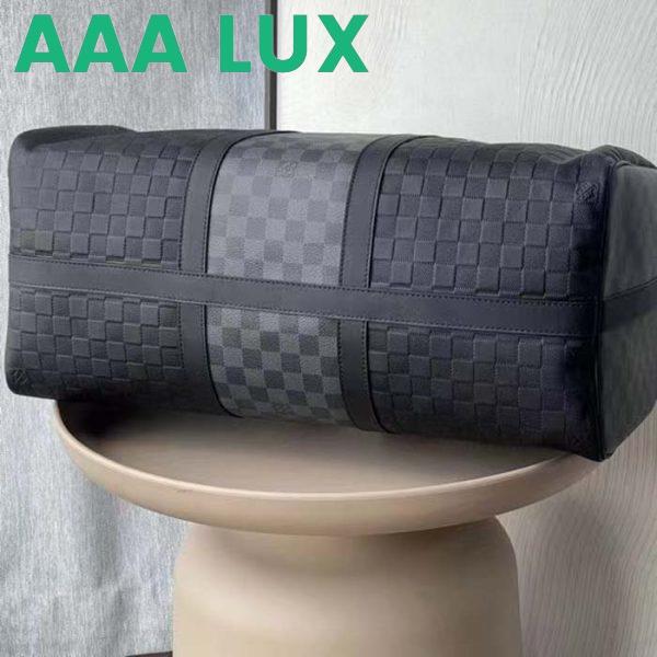 Replica Louis Vuitton LV Unisex Keepall Bandoulière 50 Travel Bag Black Graphite Damier Infini Cowhide 5