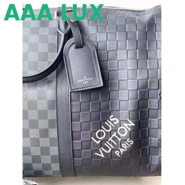 Replica Louis Vuitton LV Unisex Keepall Bandoulière 50 Travel Bag Black Graphite Damier Infini Cowhide 7