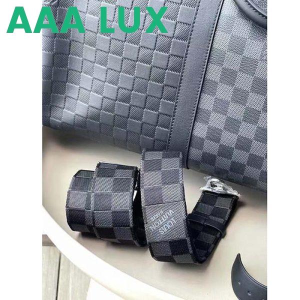 Replica Louis Vuitton LV Unisex Keepall Bandoulière 50 Travel Bag Black Graphite Damier Infini Cowhide 8