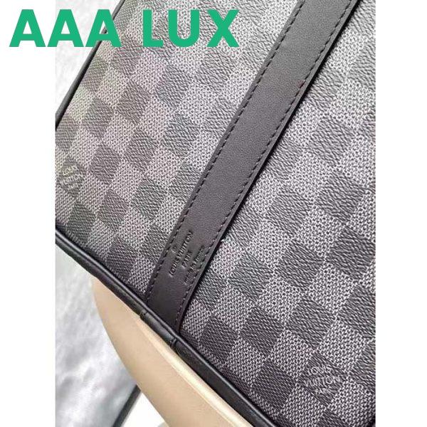 Replica Louis Vuitton LV Unisex Keepall Bandoulière 50 Travel Bag Black Graphite Damier Infini Cowhide 9