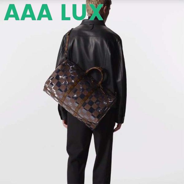 Replica Louis Vuitton LV Unisex Keepall Bandoulière 50 Travel Bag Monogram Chess Coated Canvas PVC 13