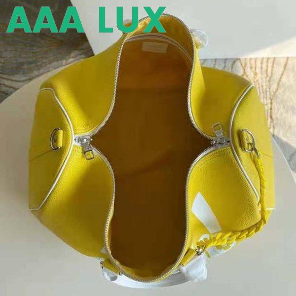 Replica Louis Vuitton LV Unisex Keepall Bandoulière 55 bag Acetate Chain Yellow Grained Cowhide Leather 8