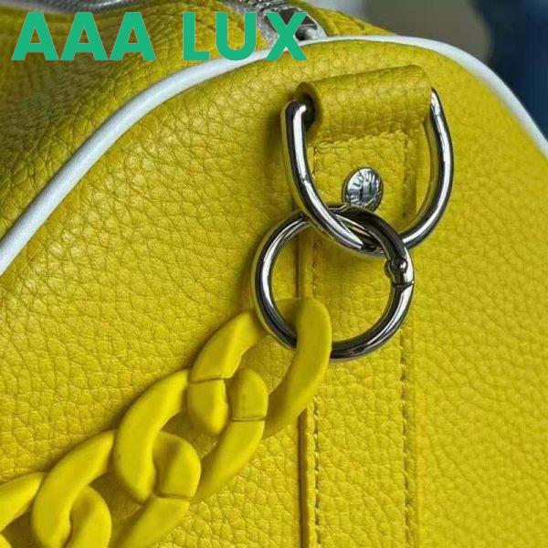 Replica Louis Vuitton LV Unisex Keepall Bandoulière 55 bag Acetate Chain Yellow Grained Cowhide Leather 10