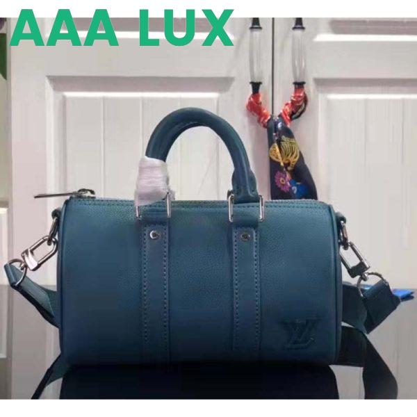 Replica Louis Vuitton LV Unisex Keepall XS Blue Aerogram Cowhide Leather Textile Lining 6
