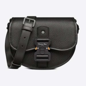 Replica Dior Unisex CD Mini Gallop Bag Strap Black Grained Calfskin 2