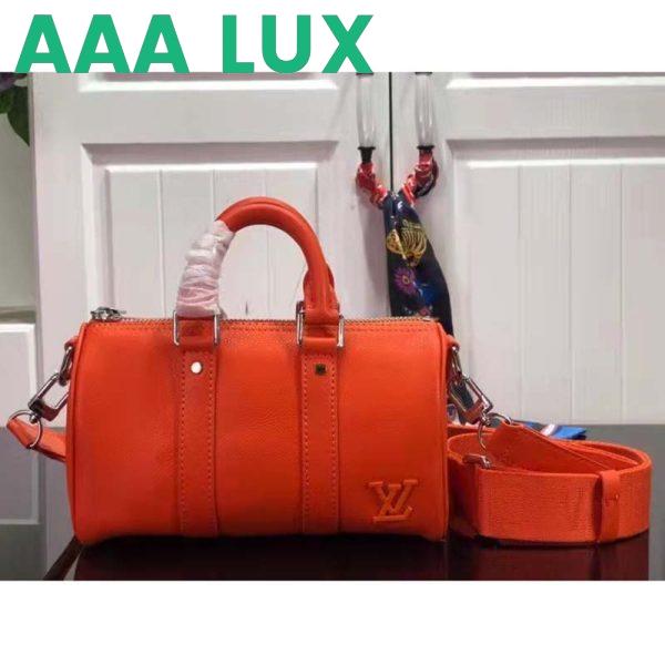 Replica Louis Vuitton LV Unisex Keepall XS Orange Aerogram Cowhide Leather Textile Lining 3