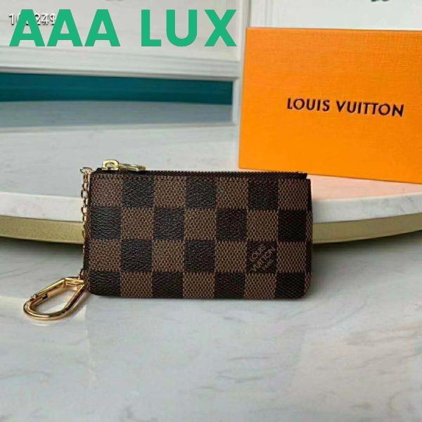 Replica Louis Vuitton LV Unisex Key Pouch Damier Ebene Canvas-Brown 3