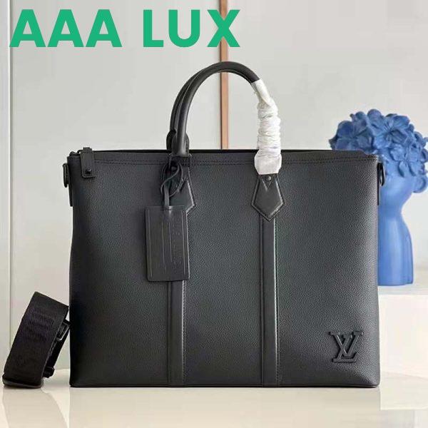 Replica Louis Vuitton LV Unisex Lock It Tote Bag Black Grained Calf Cowhide Leather 3