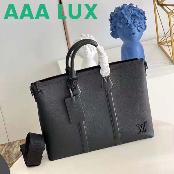 Replica Louis Vuitton LV Unisex Lock It Tote Bag Black Grained Calf Cowhide Leather 4