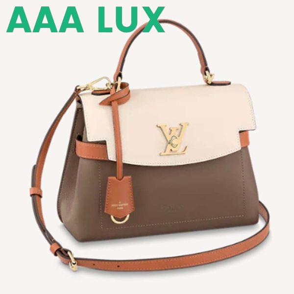 Replica Louis Vuitton LV Unisex Lockme Ever BB Handbag Brown White Calfskin