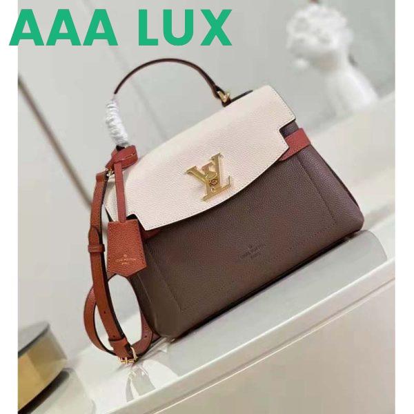 Replica Louis Vuitton LV Unisex Lockme Ever BB Handbag Brown White Calfskin 4