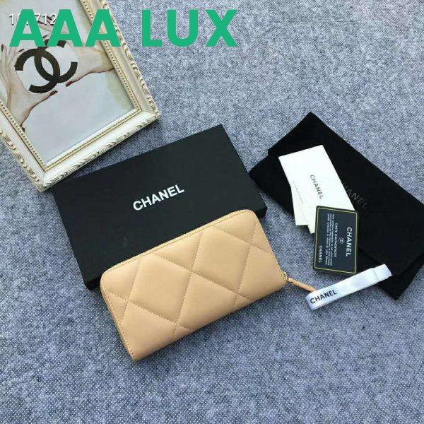 Replica Chanel Women Chanel 19 Long Zipped Wallet Lambskin Leather-Beige Lambskin 5